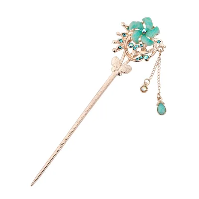 Ancient Court Style Sweet Hairpins Han Costume Match Hair Clips Decoration Classical Flower Pearl Tassel Rhinestone Hair Sticks