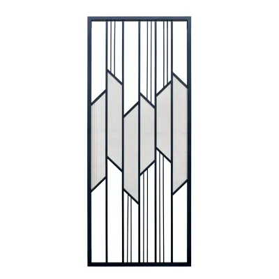 Custom Stainless Steel & Changhong Glass Decorative Room Dividers Partitions Screen Matt Black Metal Screens & Room Dividers