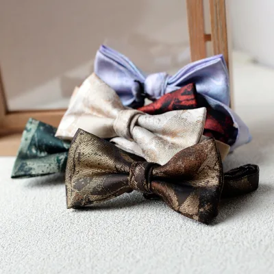 Floral Jacquard Adjustable Double-Layered  Classic Men Bow Tie