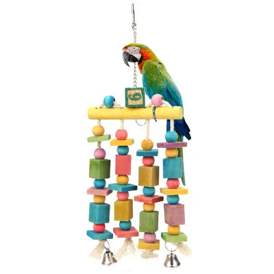 Geshifeng G-2332 Eco-Friendly Grass Alphabet Jingle Bell Parrot Swing-Interactive Hanging Toy for Bird Cages