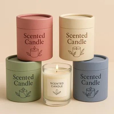 Wholesale Container Scented Luxury Candle Jars Rolling Paper Tube Logo Packaging Paper Canister Tube UV Coating Embossing Sponge