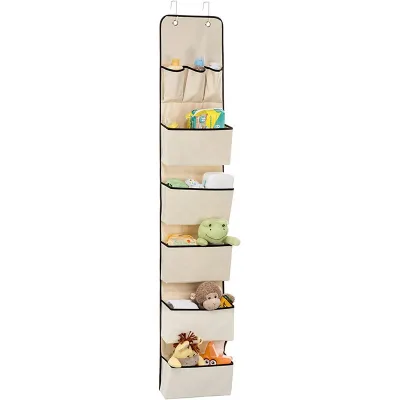 Houseware Over Door Hanging Organizer with 5 Large Pocket  Wall Mount Storage with Hooks for Bathroom Dorm Organizing