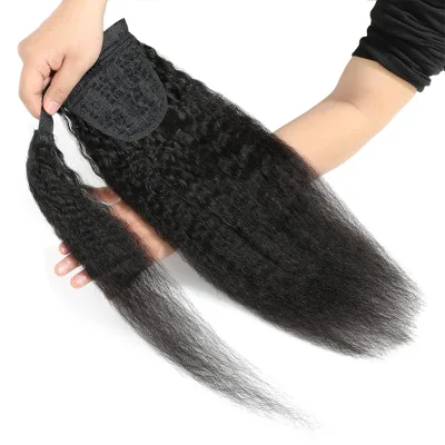 Best Selling Raw Indian Human Hair Drawstring Ponytail Extension Remy Kinky Yaki Straight Clips in Human Hair Ponytails