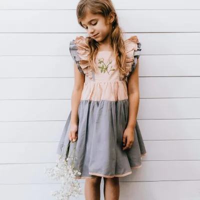 Girls Casual Dresses for Spring Dollcake Remake Girls Dress Floral Hand Embroidered Cotton Linen Dresses