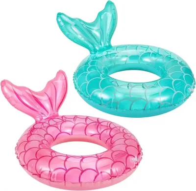 New Design Inflatable Swimming Pool pink Fishtail Swimming Ring Blue pink Fishtail Modeling Swimming Ring of Kids