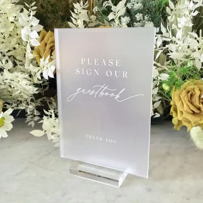 China Factory Wholesale Customized Transparent UV Printing Acrylic Wedding Invitation Card Luxury Clear Acrylic Welcome Sign