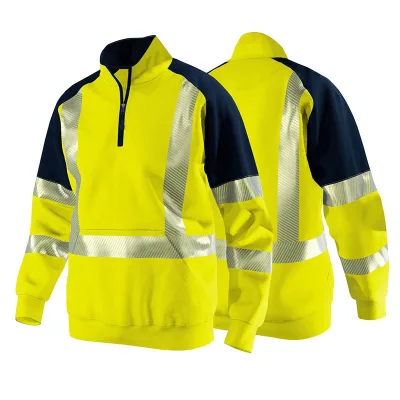 Dry Fit Safety Shirt Hi Vis Reflective Long Sleeve Quick Dry Shirts Fluorescent Yellow Reflective Construction Hoodies For Men