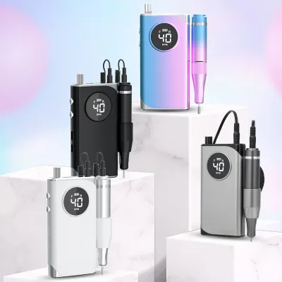 New Professional Rechargeable Nail Drill 40000 RPM with 2600mah Battery High Quality Carbide and Steel Cordless for Salon Use