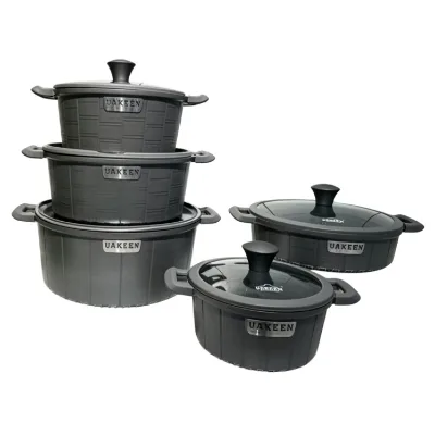 Luxurious 10-Piece Soup Pot Set Deepened Maifanite Non-Stick Pressure-Cast Marble Composite Bottom Woven Design Modern
