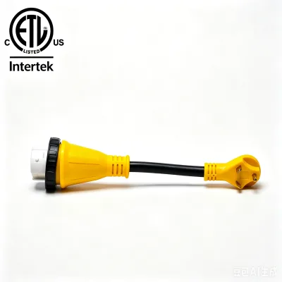 ETL Listed 30 Amp TT-30P Male to 50 Amp SS2-50R Female RV Adapter Cord 12" 10/3 AWG Marine Twist Lock Shore Power Adapter