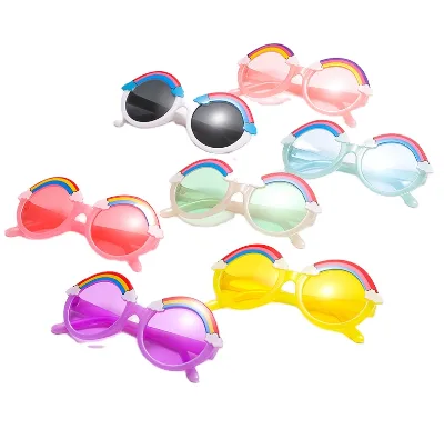 Latest New Baby Children's Sunglasses Fashion Toddler Children Plastic Frame Round rainbow Sunglasses love Boy Girl Sun Glasses