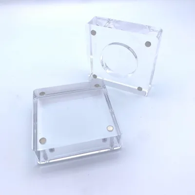 Clear Acrylic Coin Display Square Challenge Coin Display Holder Case Stand 15/8inch Acrylic Magnetic Coin Display Stand