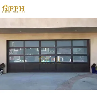 Remote Control Aluminum Tempered Glass Automatic Overhead Garage Door Side Slide