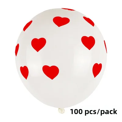 12-Inch Heart Pattern Printed Latex Balloons for Valentine's Day Wedding Room Proposal Atmosphere Decoration Latex Balls
