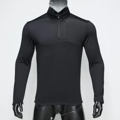 New Style Men's Breathable 1/4 Zip Fleece Jogging Gym Shirt Autumn Printed Workout Top