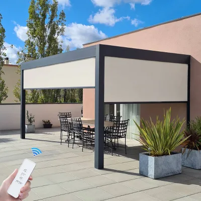 Ceiling Installation Outdoor Roller Blinds Modern Design Outdoor Roller Shades clear Plastic Zip Track Blinds