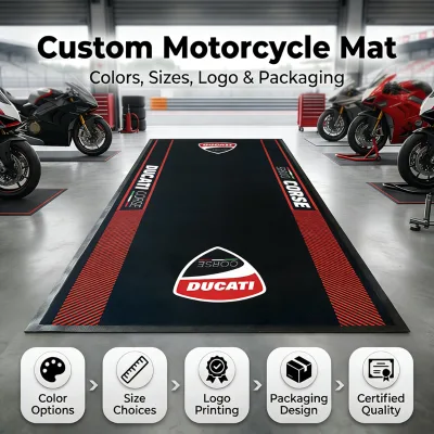 Custom Motorcycle Floor Mat Heavy Duty PVC Pit Mat for Garage Service Center Racing Team Anti Slip Motorrad Teppich