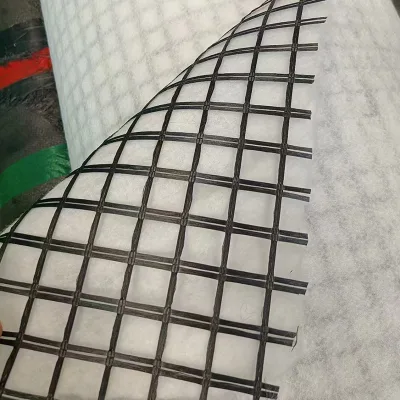 Asphalt Coated Fiberglass Geogrid Composite Geotext Geomat Geogrid Composite Composite pp Biaxial Geogrid