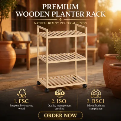 Bamboo 3 Tier Rolling Cart 45 X 33 X 75 cm with Side Handle for Kitchen Bathroom Storage