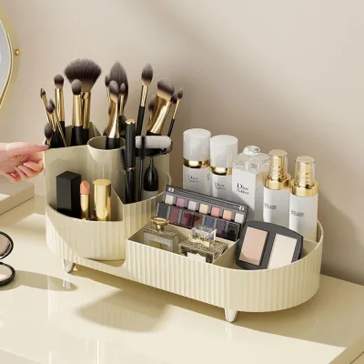 The Rotating Makeup Storage case Is Suitable for Dressing Table to Store Makeup Brush Holder Skin Care Lipstick