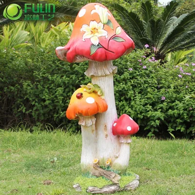 27.3" Large Garden Decoration Resin Mushroom Statue