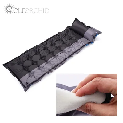 Outdoor Waterproof Poly Pongee Inflatable Luxury Camping Mat Durable Portable Light Weight Camping Mat
