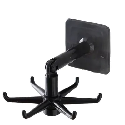 Multi-Function Foldable Rotating Hook Rack 180 for 360 Swivel Wall-Mounted ABS Material Detachable Design Adhesive