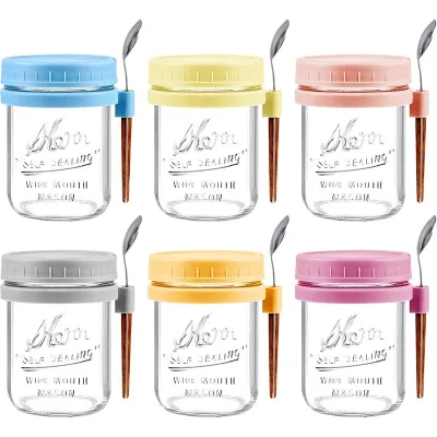 Travel Office Portable Breakfast Mug with Lid and Spoon 16oz Airtight Oatmeal Container Heat Resistant Cereal Yogurt Oatmeal Cup