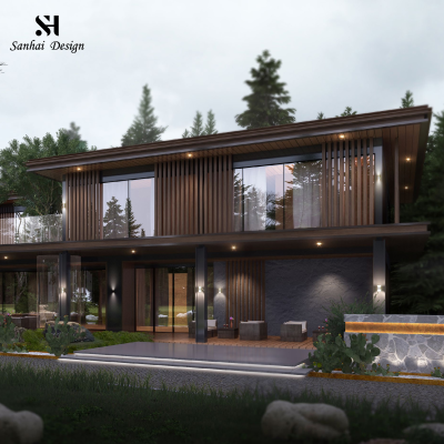 Sanhai Eco-Friendly Modern Villa House Building Construction Architectural 3D Rendering CAD Graphic Design Master Plan Drawings