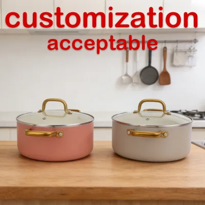 PFAS-Free Nonstick Eco-Friendly 24cm Pressed Aluminum Cookware Double Handle Oven Safe Multi-function Casserole Soup Po