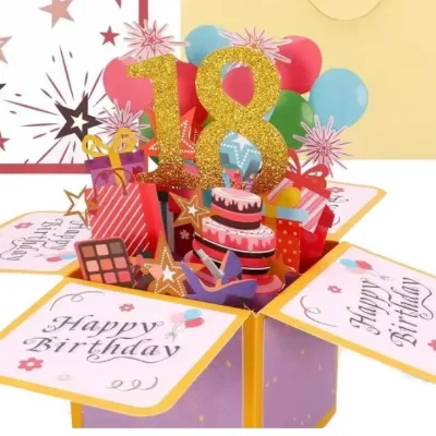 HAPPY BIRTHDAY Box Creative Hand-hollowed Paper Carving Birthday Card Birthday 3d Popup Card.