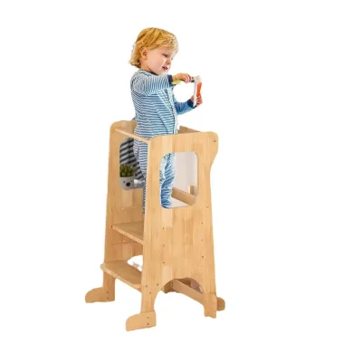 HG Hot Selling Adjustable Height Wooden Step Stool Modern Design Kids' Chair for Learning & Storage in Kitchen