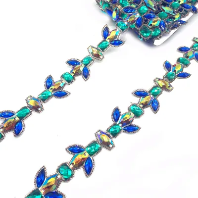 2025 New Saint Lucia Carnival Blue AB Green AB Dress Trimming Hot Fix Rhinestone Bead Resin Caribbean Carnival Costumes