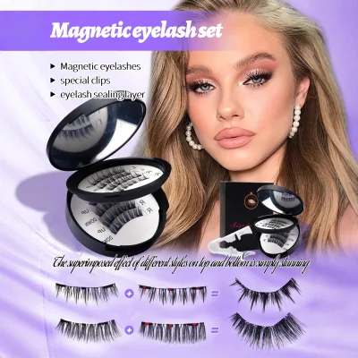 Hot Selling European Magnetic False Eyelashes Semi Hand Made One Piece Storage Box Set Cross-border Popular Magnetic Lashes