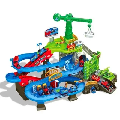 Baby Slot Toys Electric Train Race Track Stair Climbing Slot Toys Car Parking Lot Construction Race Tracks Toys for Kids