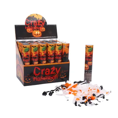 Special Design Mini Air Compressed Halloween Party Celebration Black Orange Pumpkin Paper Confetti Poppers