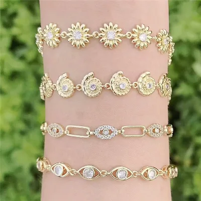 CH-CKT0664 Plated copper cz bracelet,New arrivals cz jewelry,Fashion beach styles bracelet wholesale