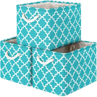 High Quality Collapsible Cotton Linen Fabric Baskets Fabric Organizer Storage Bins Organizer Basket Home Storage Box
