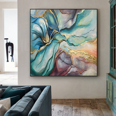 100% Hand Painted Brightly Colored Abstract Frame Oil Paintings Art Big Size