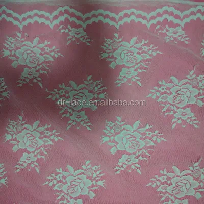 Nylon Quality Mesh Type Lace Fabric with Scalloping Sides