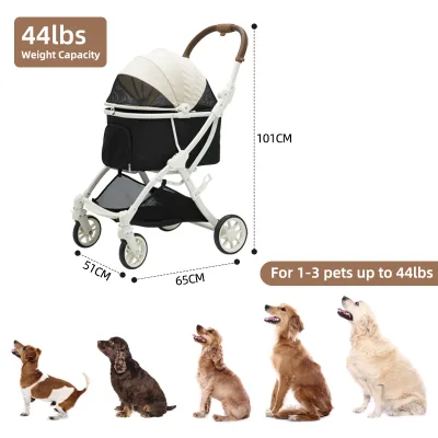 China Supplier White Luxury Folding air Buggy Dog Pram Pet Strollers for Outdoor Dog Stroller