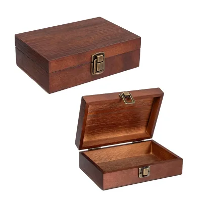 Wooden Box 4x6 Inch Photo Storage Boxes Small Keepsake Box for Girlfriend Boyfriend Couple Wedding Gift to Store Pictures
