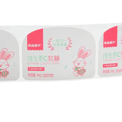 Custom Self-Adhesive Waterproof Vinyl Food Use Stickers Holographic Effect Cute Cartoon Design Packaging Labels
