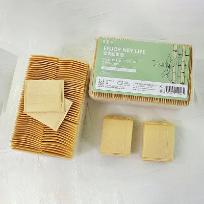 Stock Disposable Oil Free Clean Thickened 3 Layer Super Soft High Absorbency Square Daily Use Cosmetic Bamboo Fiber Cotton Pads