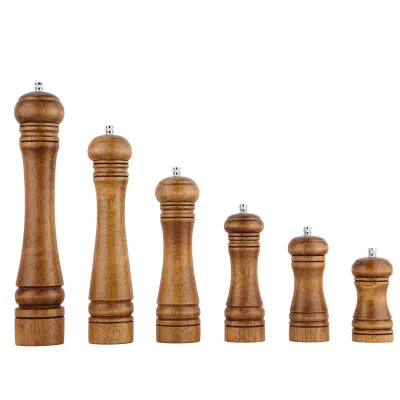 Factory Wholesale Kitchen 8 Inch Solid Wood Pepper Mill Stain Dark Color for Tableware Gifts