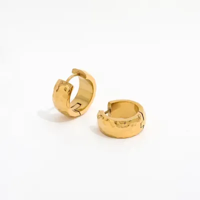 New Trendy Earring 18K Gold Plated Hammer Stria Hoop Earrings for Women Rope Stainless Steel Earrings Jewelry Wholesale