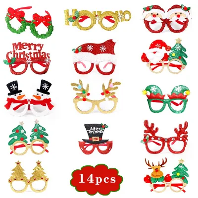 Christmas Glasses Glitter Holiday Glasses Frames Christmas Eyeglasses Party Decoration for Christmas Party Favors Holiday Favors
