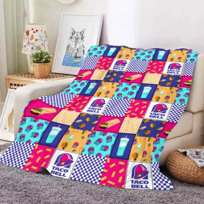 Wholesale Hot Selling Modern Mexican Food Patchwork Print Blanket Customized Super Soft Fuzzy Fleece Flannel Throw Blankets