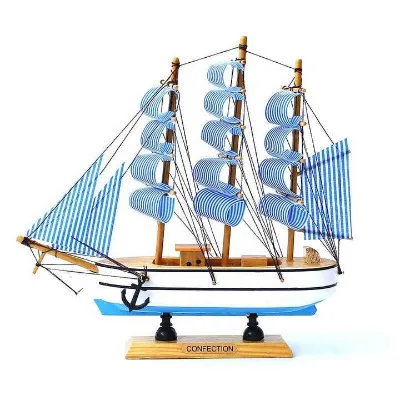Wooden Sailboat Mediterranean Style Solid Wood Decoration Study Home Decoration Model