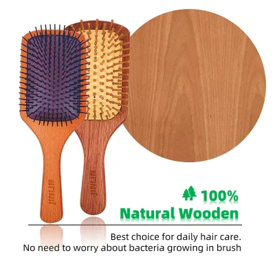 Square Beech Wood Scalp Massage Hair Brush with Vented Laser Design